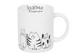 KöNitz Funny Cats Becher, Tasse, Kaffeetasse, Porzellan, Katzen, Weiß, 300 Ml, 11 1 002 2075