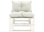 Vidaxl Divano Centrale In Pallet Da Giardino Con Cuscini In Legno Beige