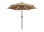 Vidaxl Ombrellone Con Illuminazione A Led E Palo In Alluminio 300 Cm Taupe