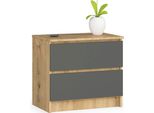 Comò K60 2 Cassetti Rovere Artisan Grigio Mobile Da Montare