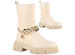Van Hill Donna Stivali Piattaforma Stivali Tacco A Blocco Profilo Suola Scarpe 838050, Colore: Beige, Taglia: 38