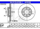 2X Ate 24.0115-0109.1 Disco Freno Asse Anteriore