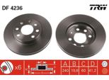 2X Trw DF4236 Disco Freno Asse Anteriore