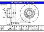 2X Ate 24.0113-0113.1 Disco Freno Asse Anteriore