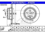 2X Ate 24.0110-0270.1 Disco Freno Asse Posteriore