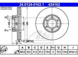 2X Ate 24.0124-0162.1 Disco Freno Asse Anteriore