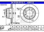 2X Ate 24.0120-0112.1 Disco Freno Asse Posteriore