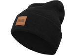 Urban Classics TB626 | Synthetic Leatherpatch Long Beanie Taglia Unica - Colore: Nero - Taglia: Taglia Unica