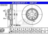 2X Ate 24.0328-0137.1 Disco Freno Asse Anteriore