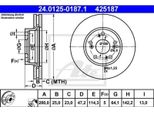 2X Ate 24.0125-0187.1 Disco Freno Asse Anteriore