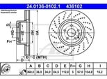 2X Ate 24.0136-0102.1 Disco Freno Asse Anteriore