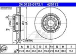 2X Ate 24.0125-0172.1 Disco Freno Asse Anteriore