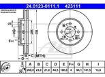 2X Ate 24.0123-0111.1 Disco Freno Asse Anteriore