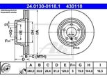 2X Ate 24.0130-0118.1 Disco Freno Asse Anteriore