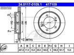 2X Ate 24.0117-0109.1 Disco Freno Asse Anteriore