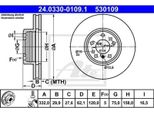 2X Ate 24.0330-0109.1 Disco Freno Asse Anteriore