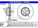2X Ate 24.0136-0106.2 Disco Freno Asse Anteriore