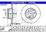 2X Ate 24.0116-0106.1 Disco Freno Asse Anteriore