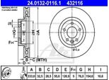 2X Ate 24.0132-0116.1 Disco Freno Asse Anteriore