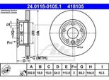 2X Ate 24.0118-0105.1 Disco Freno Asse Anteriore