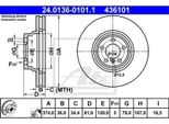 2X Ate 24.0136-0101.1 Disco Freno Asse Anteriore