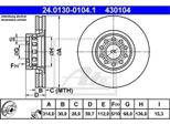 2X Ate 24.0130-0104.1 Disco Freno Asse Anteriore