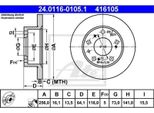 2X Ate 24.0116-0105.1 Disco Freno Asse Anteriore