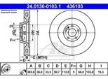 2X Ate 24.0136-0103.1 Disco Freno Asse Anteriore