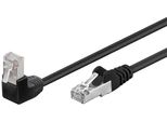 Goobay 94190 Cavo Patch Cat 5E 1X 90° Angolato, F/Utp, Nero, 5 M - Miscela Di Rame Cca, 1X Spina RJ45 90° (8P8C)
