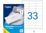 Agipa 119007 Etichette Universali Agipa, 70 X 25 Mm, Bianche, Rettangolari