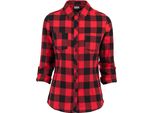 DáMská KošIle Urban Classics Ladies Turnup Checked Flanell Shirt Blk/Red - L