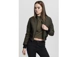 Urban Classics Donna Diamond Quilt Short Bomber Darkolive/Nero - Xs