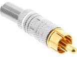 Inline® 99110N Cinchstecker LöTversion, Metall Silber, Ring Weiß, FüR 6Mm Kabel