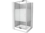 Mexen Apia Cabina Doccia Scorrevole 100 X 80 Cm, Strisce Bianche, Cromo + Piatto Doccia Rio - 840-100-080-01-20-4510