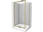 Mexen Apia Cabina Doccia Scorrevole 100 X 80 Cm, Trasparente, Oro + Piatto Doccia Rio - 840-100-080-50-00-4510