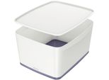 Leitz 5216-10-01 5216 Contenitore Mybox Wow Grande - A4, Con Coperchio, Abs, Bianco/Grigio