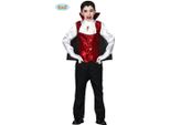 Vampiro Conte Costume Halloween Capo Camicia Pantaloni Rosso Nero Bianco Spaventoso, Taglia: 110/116 Colore: Grigio