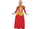 Marchesa Carnevale Costume Rosso Dettagli D'oro Signore Moda Storico Nobile Costume Carnevale Adulto Classico Abito Sottoveste, Taglia: 38 - 40 (M) Colore: Oro