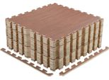 Wisfor 12PCS Tappetino Protettivo + 24 Pezzi Di Bordo, Sottotappeto Tappetino Puzzle Tappetino Di Protezione Pavimento Fitness Tappetino Antiscivolo, Ogni Pezzo: 60×60×1Cm, Marrone