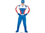 Maschera Da Supereroe Costume Da Figura Avventura Carnevale Fantasia Vestito Muscolare Colore Look, Taglia: 52 - 54 (L) Colore: Blu