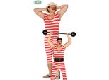 Costume Sportivo Anni '20 Carnevale Rosso Bianco Tuta Intera Righe Design Classico Aspetto Vintage Ispirazione Retrò, Taglia: 52 - 54 (L) Colore: Bianco