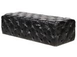 Casa Padrino Chesterfield Poggiapiedi In Vera Pelle Vintage Nero 140 X 60 X H. 42 Cm - Qualità Lusso