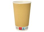 Papstar 86272 Papstar Bicchiere In Cartone "Puro"" A Parete Ondulata, 0,4 L, Beige"