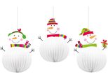 Decorazione Da Appendere A Nido D'ape Pupazzi Di Neve 20Cm/3Pz.