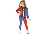 Supereroe Eroe Dei Fumetti Arlecchino Figura D'avventura Mr Smile Costume Di Halloween Per Bambini, Taglia: 140/146 Colore: Blu