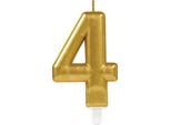 Amscan 10023024 Numero Candela #4 Oro Metallico-1 Pz, 40 40 Candela