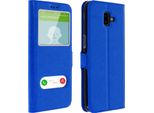 Samsung Galaxy J6 Plus Flip Cover Con Doppia Finestra E Funzione Stand - Blu