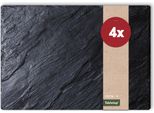 Set Di 4 Tovagliette Lavabili Effetto Ardesia Effetto Pietra