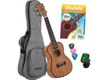 Set Di Ukulele Da Concerto In Mogano (Incl. Metodo In 4 Lingue (De/En/Fr/Es), Borsa Imbottita, 3 Plettri, Accordatore)**