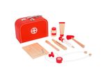 Small Foot 11183 Set Da Gioco Valigetta Del Dottore, Rosso/Bianco/Naturale, 10 Pezzi (1 Set)
